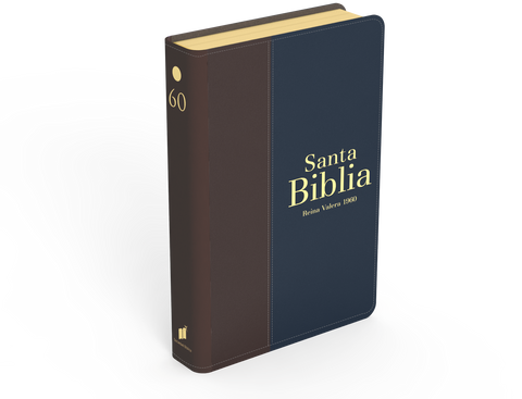 Image of Biblia RVR 1960 Letra Grande Tamaño Manual Símil Piel DuoTone Marrón Azul Marino