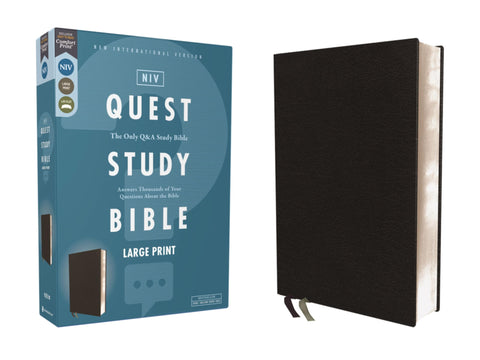 Image of NIV, QUEST STUDY BIBLE, LARGE PRINT, BONDED LEATHER, BLACK, COMFORT PRINT: THE ONLY Q AND A STUDY BIBLE