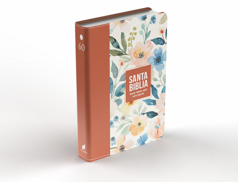 Image of Biblia RVR 1960 Letra Gigante 14 puntos Símil Piel Flores Terracota