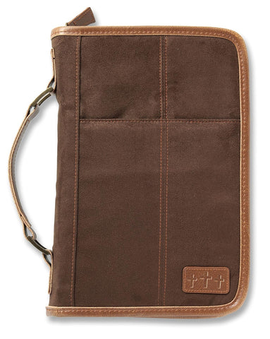 Image of Forro de Biblia Extra Grande Gamuza Café Aviador 3 Cruces