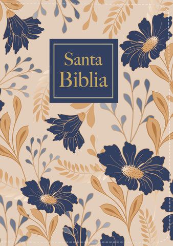 Image of BIBLIA RVR 1960 COMPACTA LETRA GRANDE 11 PUNTOS SIMIL PIEL FLORES AZULES CON CIERRE E INDICE