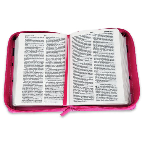 Image of Biblia RVR 1960 Bolsillo Rosa Fucsia Mariquita Símil Piel con Cierre