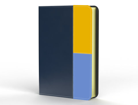 Image of Biblia RVR 1960 Letra Gigante 14 puntos Símil Piel Bloque Azul Cobre Gris Cadete