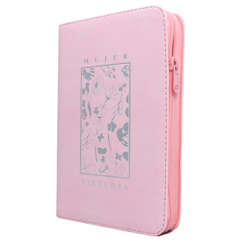 Image of Biblia RVR 1960 Mujer Virtuosa Mediana Letra Grande Símil Piel Rosa Cierre PJR