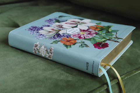 Image of NASB, ARTISAN COLLECTION BIBLE, LEATHERSOFT, SAGE FLORAL, RED LETTER, 1995 TEXT, COMFORT PRINT