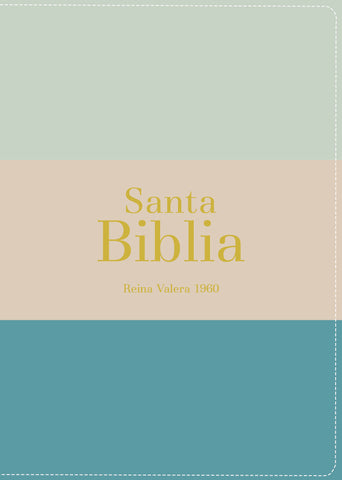 Image of Biblia RVR 1960 Bolsillo Símil Piel Tricolor Crema Verde Agua Esmeralda