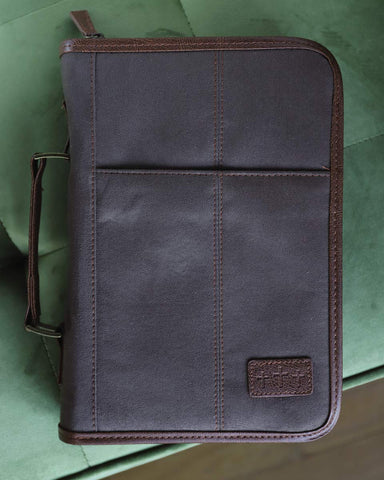 Image of Forro de Biblia Extra Grande Gamuza Café Aviador 3 Cruces