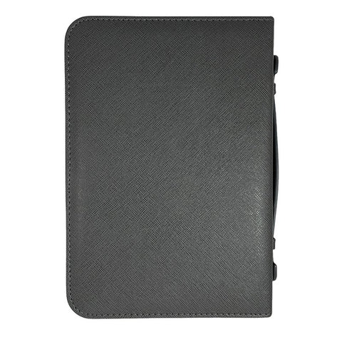 Image of Forro de Biblia Grande Texturizada Gris con Cruz