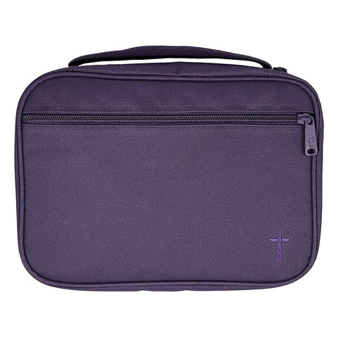 Image of Forro de Biblia Extra Grande Microfibra Morada Bordado Cruz