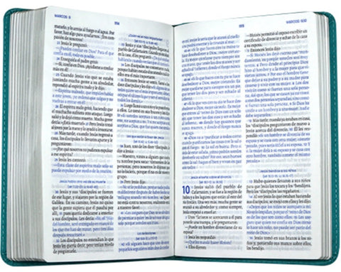 Image of Biblia TLA Mediana Letra Grande Símil Piel Verde Aguamarina Estrellas