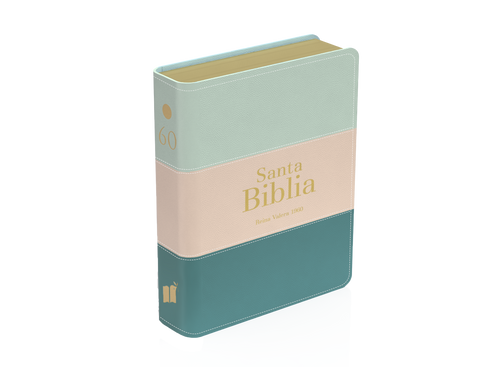 Image of Biblia RVR 1960 Bolsillo Símil Piel Tricolor Crema Verde Agua Esmeralda