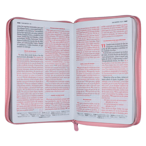 Image of Biblia RVR 1960 Mujer Virtuosa Mediana Letra Grande Símil Piel Rosa Cierre PJR