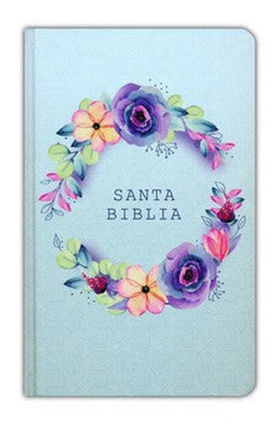Image of Biblia RVR 1960 Letra Grande Tamaño Manual Flores Azules Tapa Dura