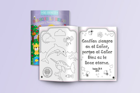 Image of Colorea la Biblia - Animales y Versículos Bíblicos con Pegatinas