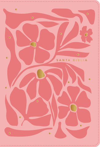 Image of Biblia NTV Ultrafina Letra Grande con Filament Símil Piel Flores Rosa Letra Roja
