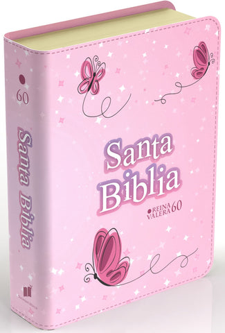 Image of Biblia RVR 1960 Compacta Símil Piel Juvenil Mariposa Rosada