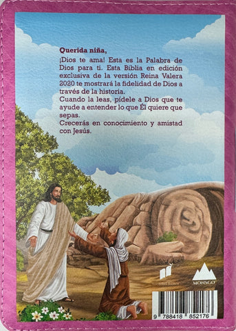 Image of Biblia RVR 2020 para Niñas Rosada Vinilo con Cierre