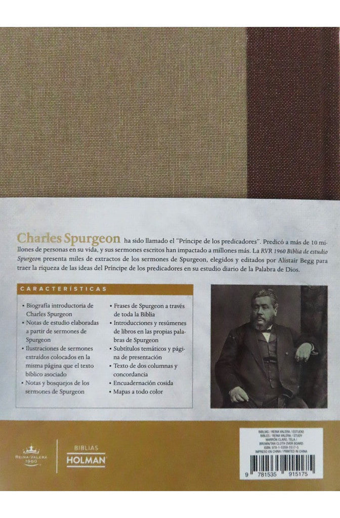 Biblia RVR 1960 de Estudio Spurgeon Marrón Claro Tela