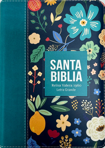 Image of Biblia RVR 1960 Compacta Letra Grande 11 puntos Símil Piel Verde Turquesa con Cierre y Índice