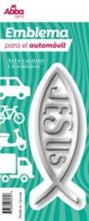 Image of Emblema para Auto 13 cm Icthus con Jesús. Plateado