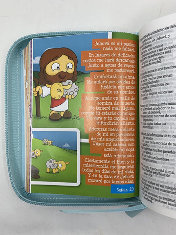 Image of Biblia RVR 1960 para Niños mi Gran Viaje Turquesa Símil Piel con Índice y Cierre