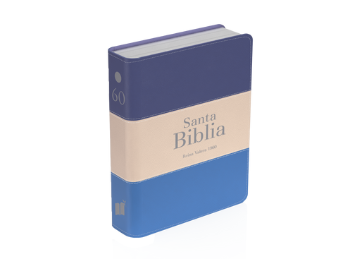 Image of Biblia RVR 1960 Bolsillo Símil Piel Tricolor Azul Oscuro Beige Azul Medio