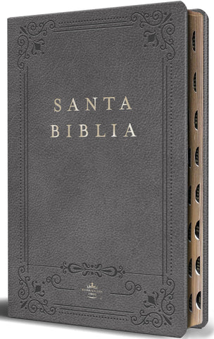 Image of Biblia RVR 1960 Letra Grande Tamaño Manual Grís Símil Piel con Índice