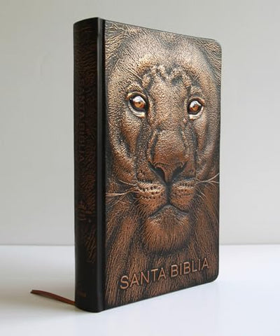 Image of Biblia RVR 1960 Letra Grande Tamaño Manual León de Juda 3D Bronce Símil Piel