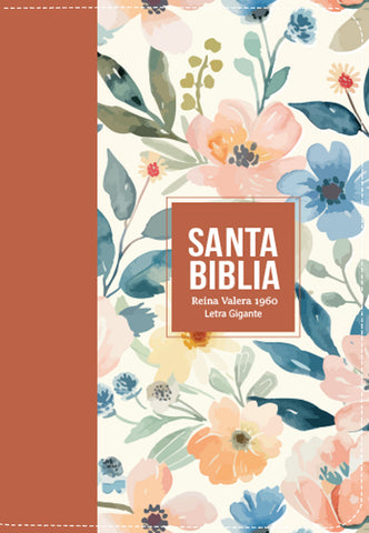 Image of Biblia RVR 1960 Letra Gigante 14 puntos Símil Piel Flores Terracota