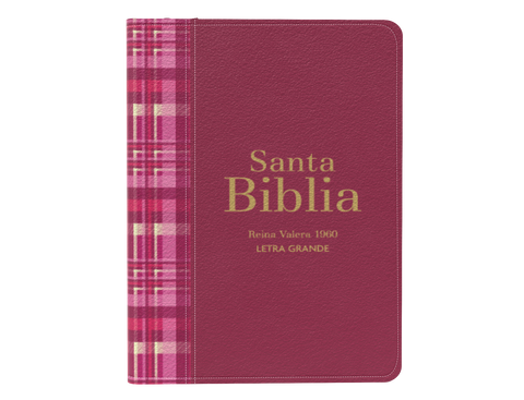 Image of Biblia RVR 1960 Compacta Letra Grande 11 puntos Símil Piel Cuadros Fucsia Oscuro con Cierre e Índice