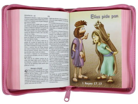 Image of Biblia RVR 1960 Amigos por Siempre Bolsillo Letra Mediana Vinil Acolchada Rosa Infantil