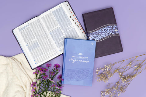 Image of Biblia RVR 1960 del Pescador Mujer Virtuosa Floral Símil Piel con Índice