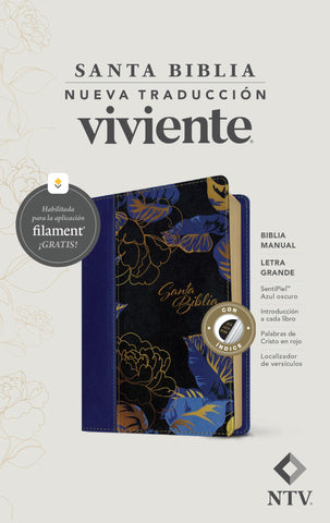 Image of Biblia NTV Manual Letra Grande con Filament Símil Piel Azul Oscuro Índice Letra Roja