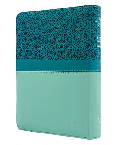 Image of Biblia RVR 1960 Letra Grande Tamaño Manual Bifloral Turquesa Símil Piel