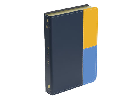 Image of Biblia RVR 1960 Letra Gigante 14 puntos Símil Piel Bloque Azul Cobre Gris Cadete