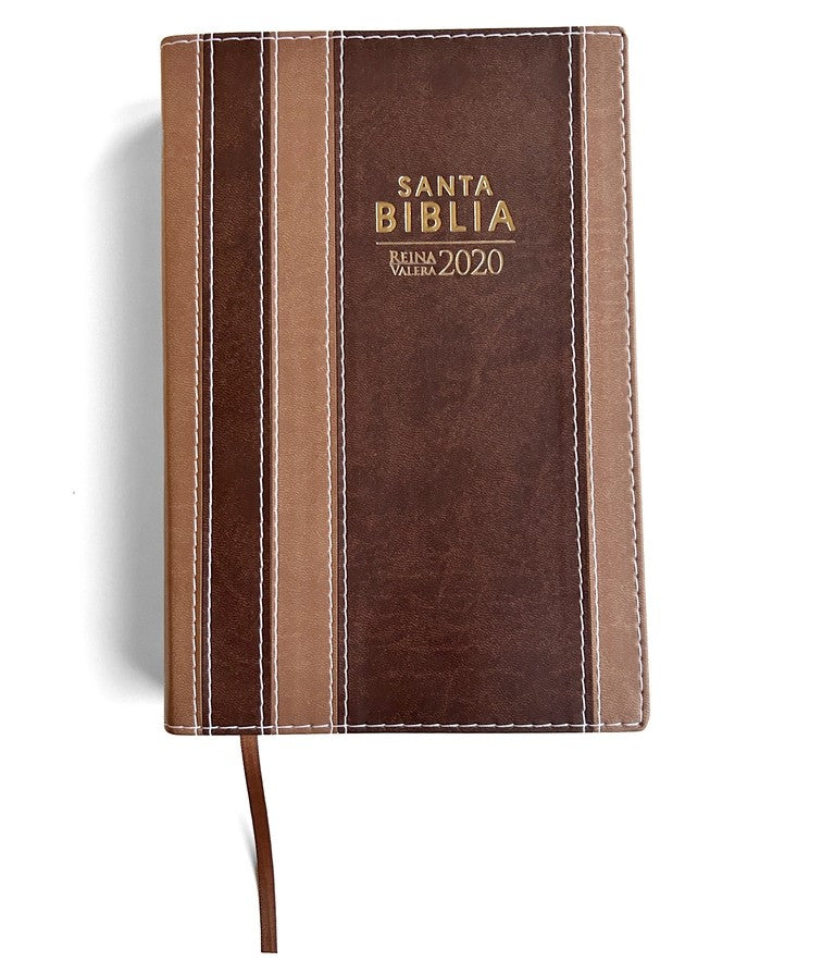 Biblia RVR 2020 Letra Grande Marrón Tiras Símil Piel