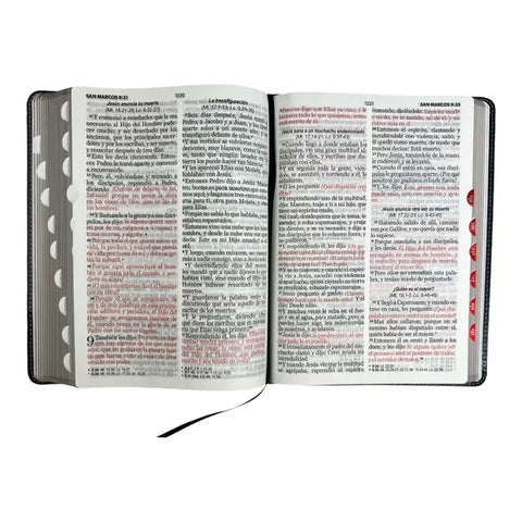 Image of Biblia RVR 1960 Letra Gigante Símil Piel Duotono Negro Café Triangular con Índice