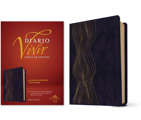 Image of Biblia RVR 1960 de Estudio del Diario Vivir Símil Piel Morado Oscuro Letra Roja
