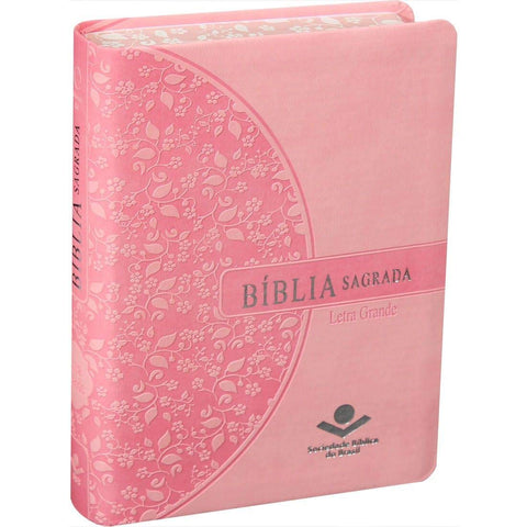 Image of Biblia Em Portugués RA045LG Tapa Imitación Cuero Rosa Canto Florales