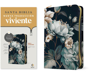 Biblia NTV Ultrafina con Filament Floral Símil Piel con Cierre