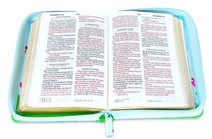 Biblia RVR 1960 Bolsillo Azul Verde Pájaro Símil Piel con Cierre