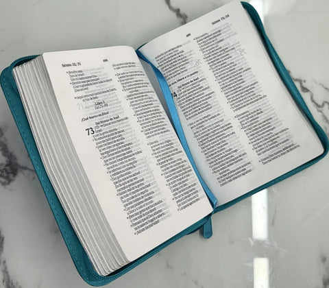 Image of Biblia TLA Chica Letra Chica Símil Piel Turquesa Cierre
