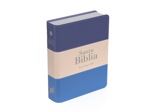 Image of Biblia RVR 1960 Bolsillo Símil Piel Tricolor Azul Oscuro Beige Azul Medio