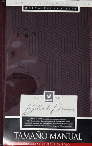 Image of Biblia RVR 1960 de Promesas Letra Grande Tamaño Manual Marrón Líneas Simil Piel con Cierre