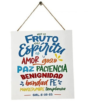 Cuadro Decorativo Mdf 30.5X27.5 Cm, con Cordel. Fruto del Espíritu