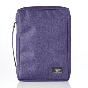 Forro de Biblia Grande Microfibra Morada Bordado Pez