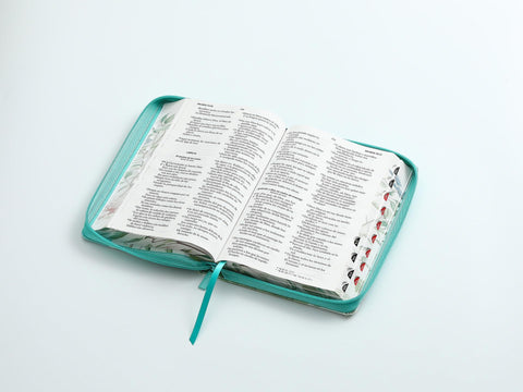 Image of Biblia RVR 1960 Letra Grande Tamaño Manual Turquesa Símil Piel con Índice y Cierre