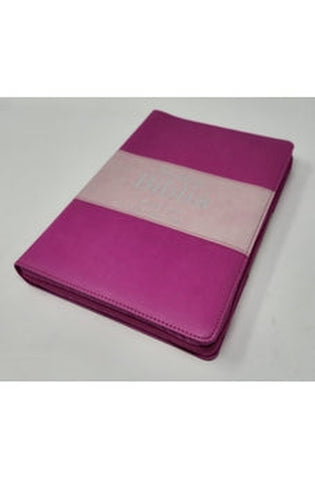 Image of Biblia RVR 1960 Letra Súper Gigante Tricolor Fucsia Palo Rosa Fucsia con Cierre con Índice