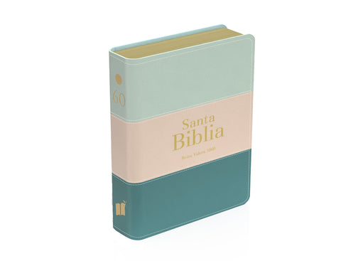 Image of Biblia RVR 1960 Bolsillo Símil Piel Tricolor Crema Verde Agua Esmeralda