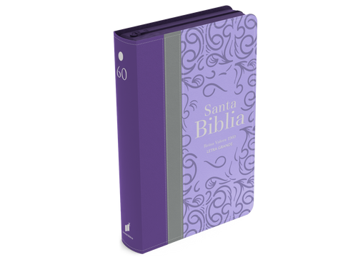 Image of Biblia RVR 1960 Letra Grande Tamaño Manual Tricolor Púrpura Gris Lila con Cierre e Índice